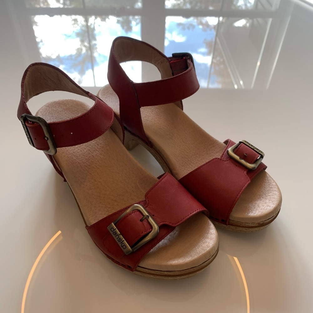 Dansko Red Matty Platform Sandals